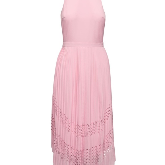 Banana Republic Dresses & Skirts - Banana Republic Pink Pleated Midi Dress with Laser Cut Detail